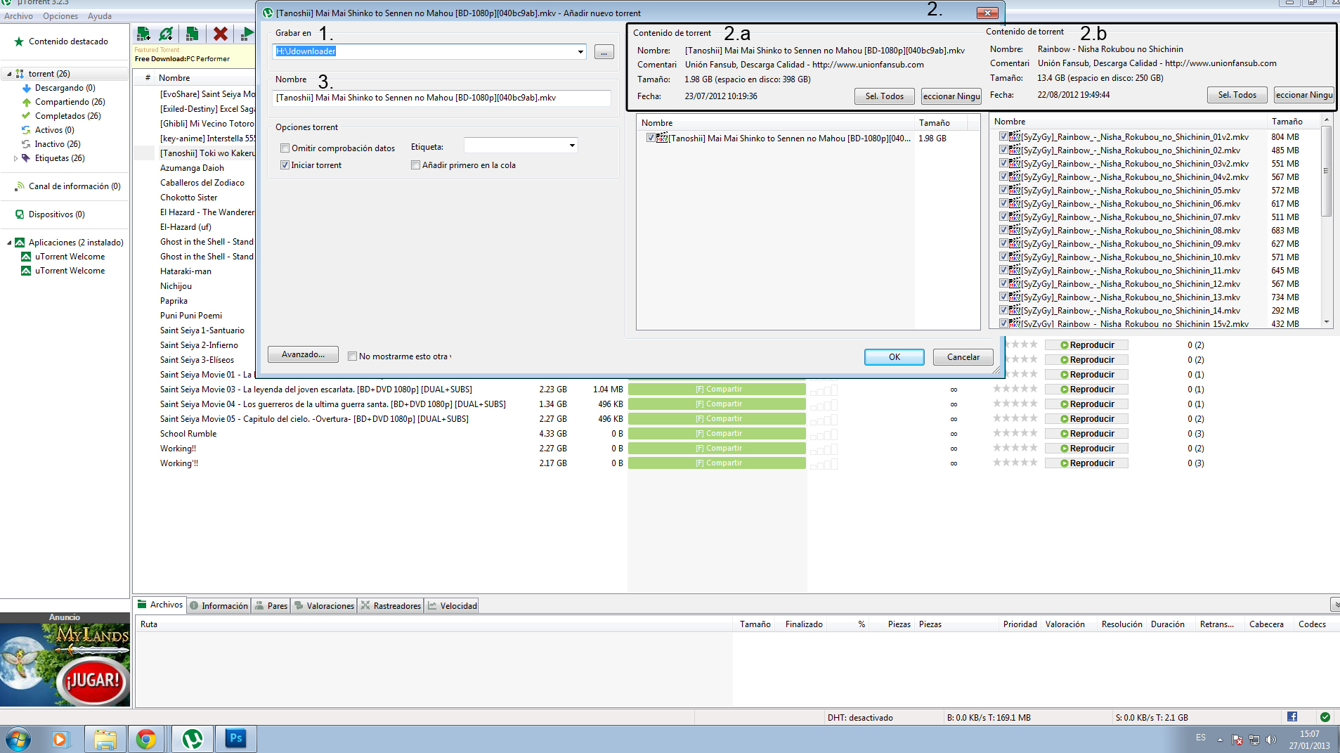 Seedear archivos descargados por DD (Añadir torrent)